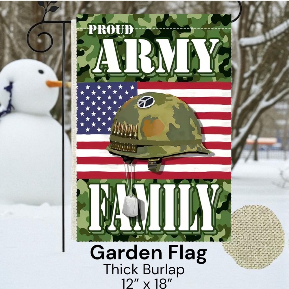 Garden Flag, 12”x18”, Army Family, Thick Burlap Polyester Doublesided
